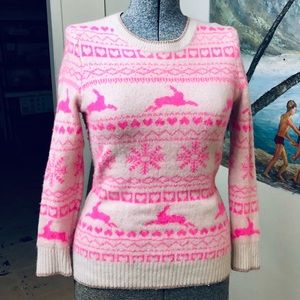 Ted Baker Wool Sweater, Bright Pink Bunny Rabbits!